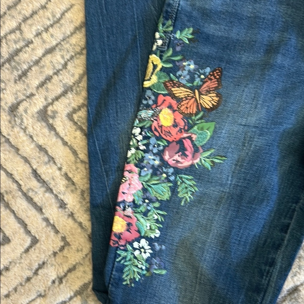 Bebe Women's Blue Jeans with Floral Embroidery - Picture 3 of 9